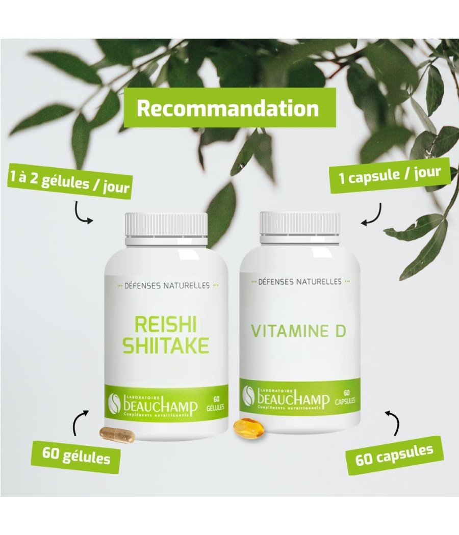Gélules de Reishi Shiitake et Capsules de Vitamine D