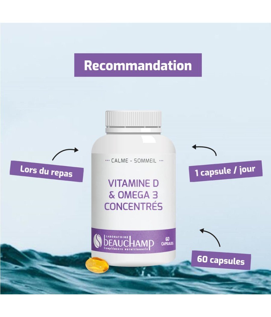 Capsules de Vitamine D3 & Oméga 3 concentrés